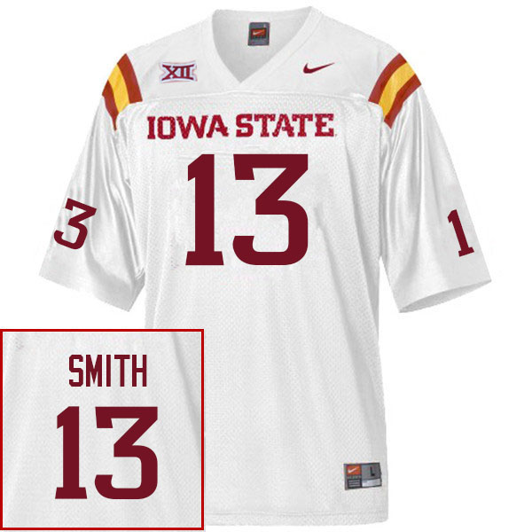 Men #13 Iowa State Cyclones College Football Jerseys Stitched Sale-White - Click Image to Close